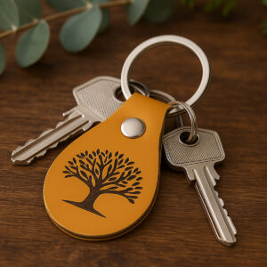 Classic Teardrop PU Leather Keychain – 75×45 mm