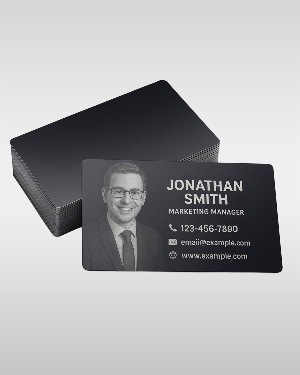 50× Premium Business Cards - Black Aluminum (85×55 mm) - Image 2