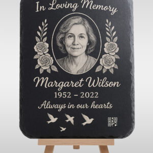 Memorial Slate Plaque with Wooden Easel – 145×200 mm