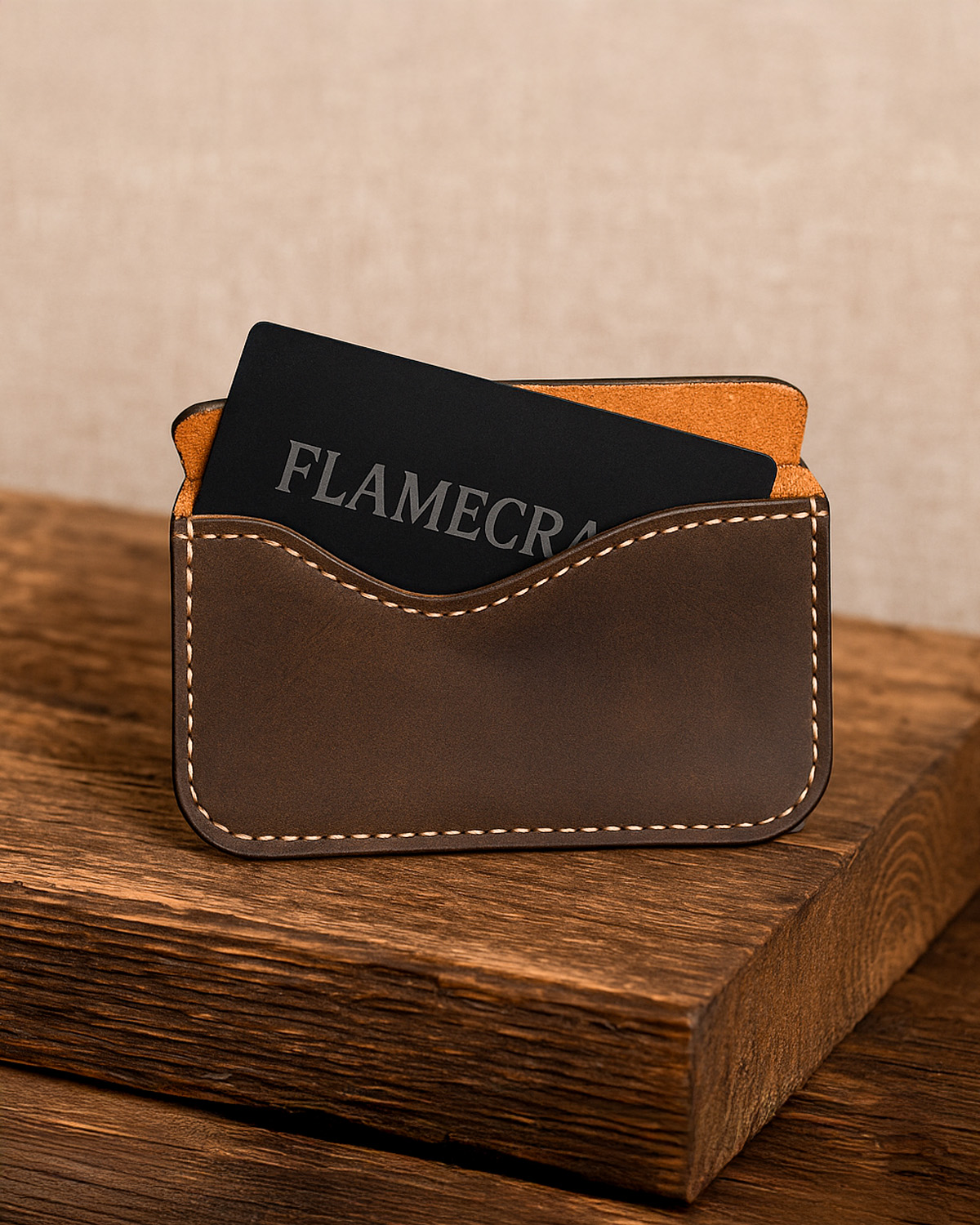 Brown to Gold - PU Leather Business Card Holder – 114×70 mm - Image 4