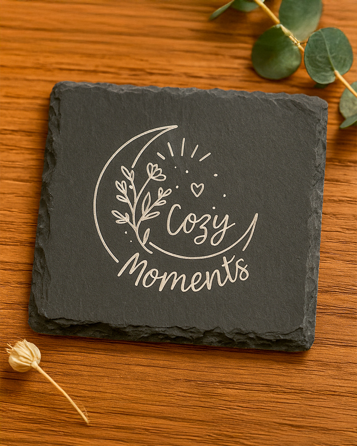 Slate Coaster – Single Piece – 10×10 cm