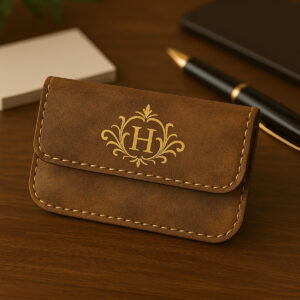 Brown to Gold - PU Leather Business Card Holder – 114×70 mm