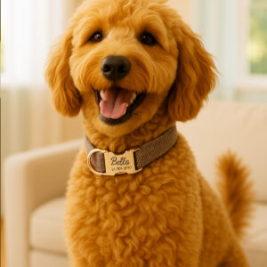 Brown Tweed Nylon Dog Collar M (32–48 cm) – Stylish & Durable