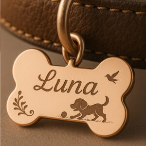 Personalized Stainless Steel Dog Tag – Bone Shape 45×20 mm