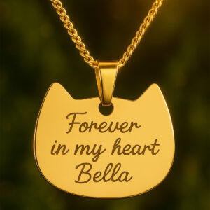 Elegant Cat Pendant – Stainless Steel, 30×30 mm