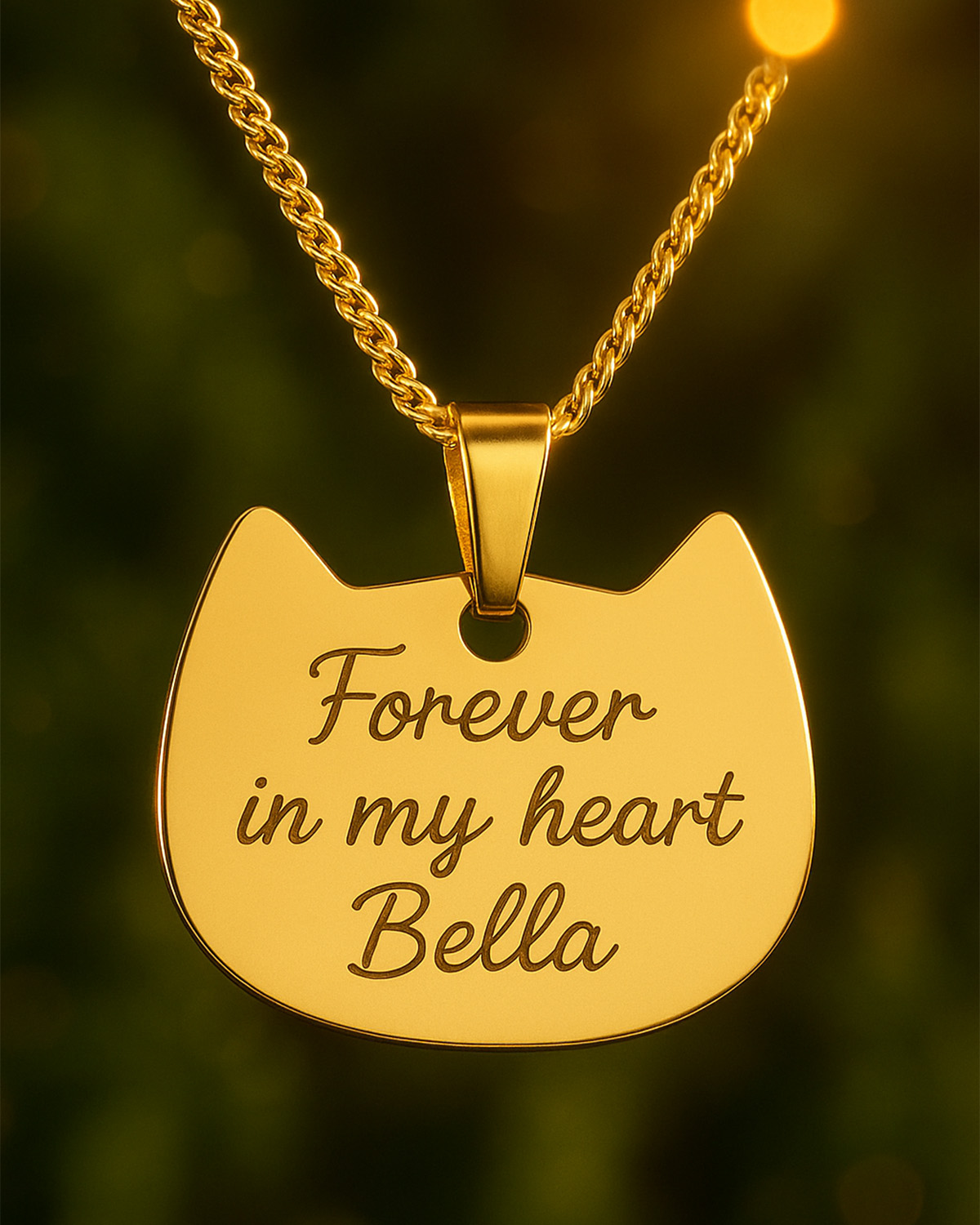 Elegant Cat Pendant – Stainless Steel, 30×30 mm