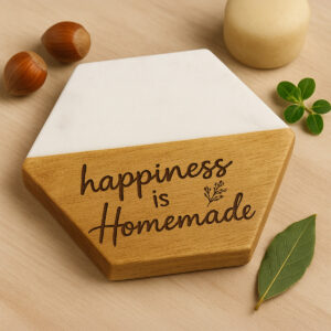 Marble & Wood Coaster Set – 4 pcs