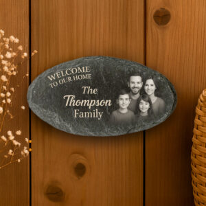Personalized Natural Slate Door Sign – 120×55 mm – 4 Shapes – With or Without Holes