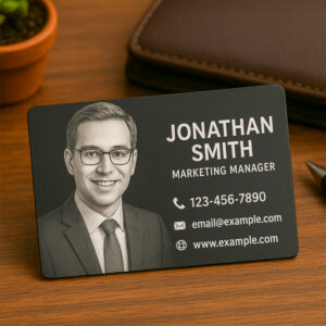 50× Premium Business Cards - Black Aluminum (85×55 mm)