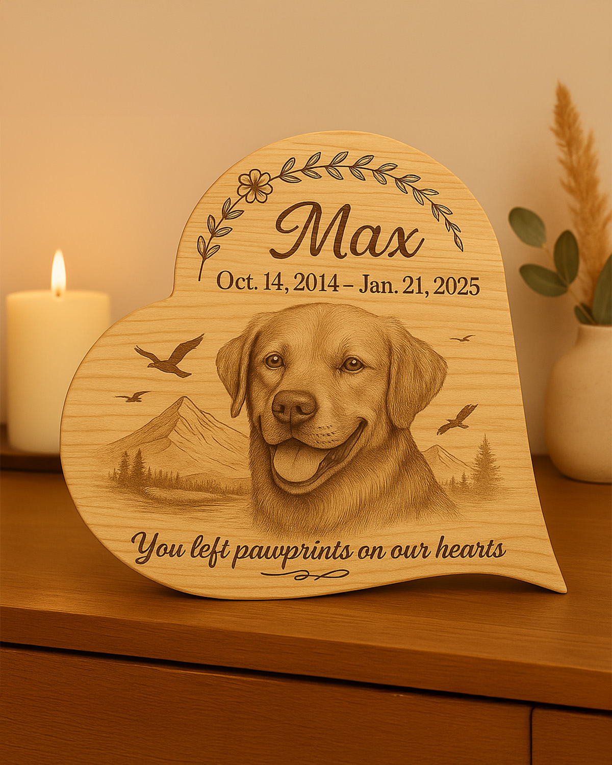 Handcrafted Memorial Heart – Solid Swiss Stone Pine (Arolla Pine)