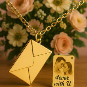 Gold Envelope Locket Necklace – Stainless Steel