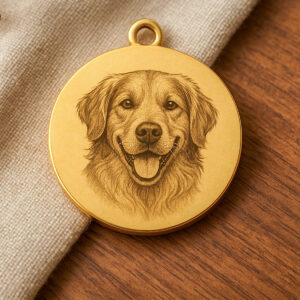 Golden Round Pendant - Stainless Steel